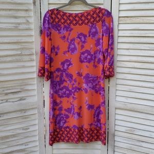 Donna Morgan Orange Purple Floral Knee Dress